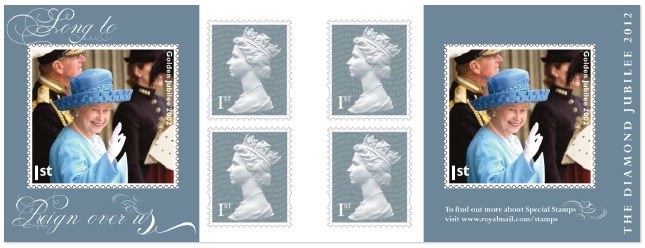 Self-adhesive retail book of diamond Jubilee stamps.
