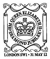 Postmark illustrated with a crown.