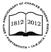 Portsmouth postmark showing book with 1812 2012.