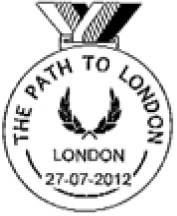 Postmark showing winner's medal & ribbon.