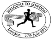 Postmark showing athlete and tape.