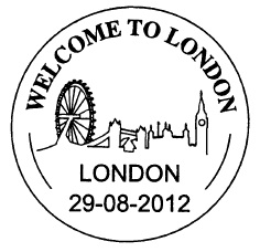 Postmark showing London landmarks.