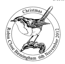 postmark showing a robin.