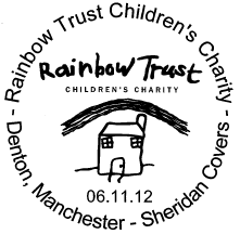 Postmark with Rainbow Trust logo.