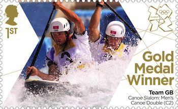 Gold Medal Stamp Canoe Slalom Tim Baillie and Etienne Stott.