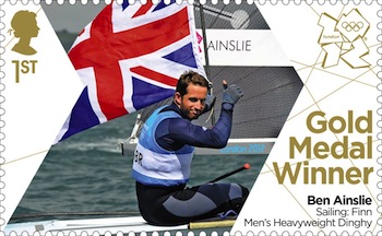 Gold medal stamp Sailing Men's  heavyweight dinghy Ben Ainslie.