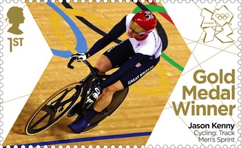 Gold medal stamp Cycling Men's Sprint Jason Kenny.