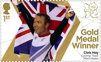 Gold medal stamp Cycling Men's Keirin Chris Hoy.