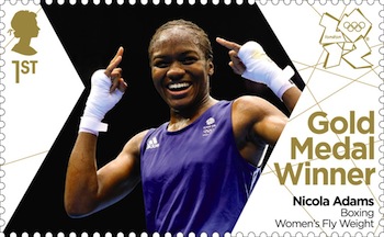 Gold medal stamp Boxing Women's Flyweight Nicola Adams.