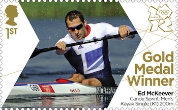 Gold medal stamp Canoe Sprint K1 Ed McKeever.