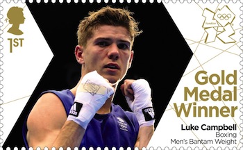 Gold medal stamp Men's Boxing Bantamweight Luke Campbell .
