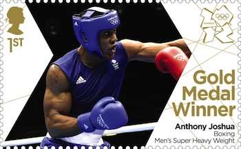 Gold medal stamp Boxing Men's Superheavy weight Anthony Joshua.