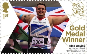 Gold Medal Stamp Men's Discuss Aled Davies.