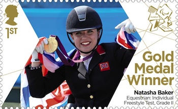 Gold MEdal stamp Natasha Baker Equestrian: Individual Freestyle Test, Grade II.