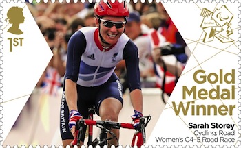Gold Medal Stamp Sarah Storey Cycling - Road :  Women's Ind Time Trial, C5.