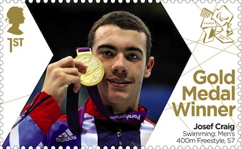 Gold Medal Stamp Swimming: Men's 400m Freestyle S7 Josef Craig.