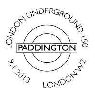 Postmark showing Paddington Station nameplate.
