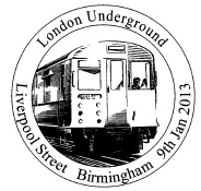 Birmingham Postmark showing London Underground train.