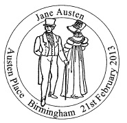 Postmark showing Victorian couple.