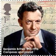 Stamp showing Benjamin Britten.