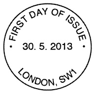 Non-pictorial London SW1 first day of issue postmark.