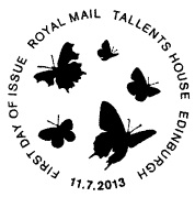 Tallents House official FD postmark for butterflies stamps.