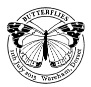 Postmark showing Marbled White butterfly.