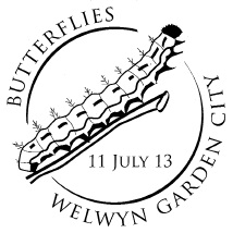 Postmark showing caterpillar.