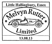 Postmark showing Morgan motor car.