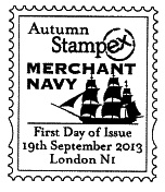 Stampex Merchant Navy FD postmark.