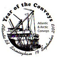Postmark showing ship being loaded.
