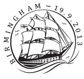 Postmark showing sailing ship.