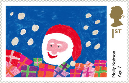 1st class stamp showing Father Christmas.