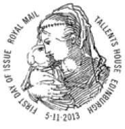 Official first day  postmark illustrated with Madonna and Jesus..