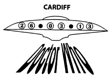 Postmark depicting spaceship.