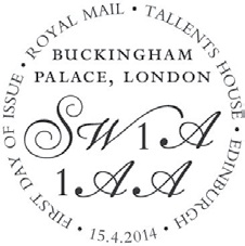 First Day postmark Buckingham Palace stamps.