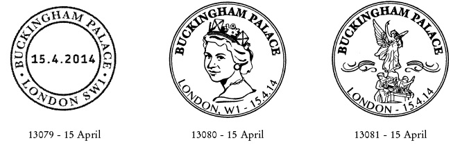 Postmarks showing HM The Queen, and the Victoria Momument.