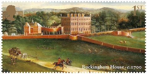 Stamp showing Buckingham Palace 1700.