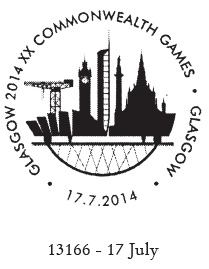 Postmark showing Glasgow skyline.