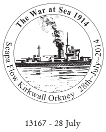 Postmark showing warship.