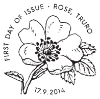 Official Rose Truro postmark for symbolic flowers stamps.