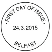 Belfast first day postmark for new definitives.