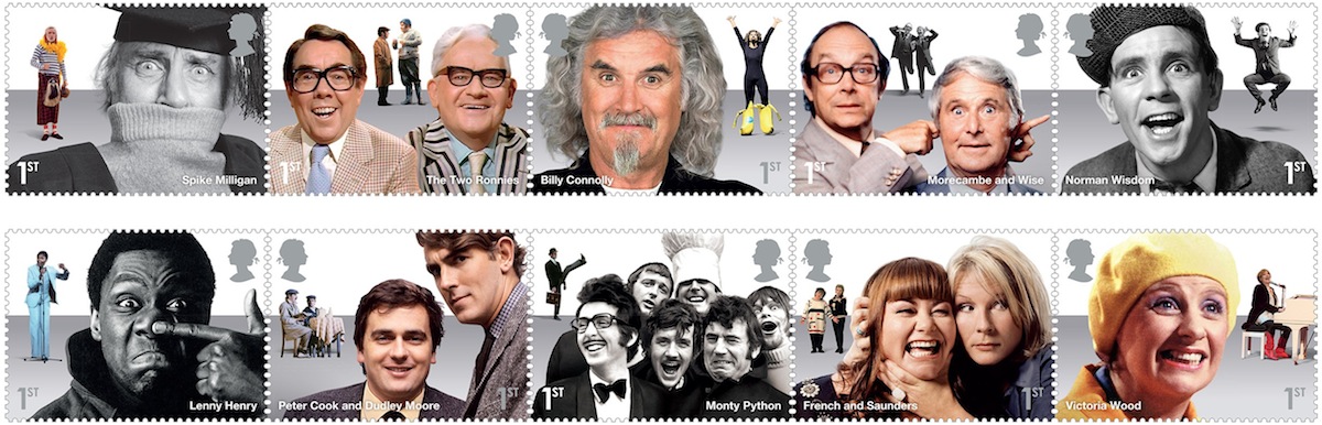 10 x 1st class Comedy Greats stamps.