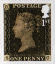 1st class Penny Black stamp.