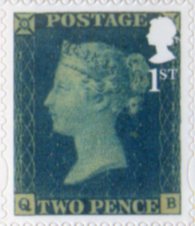 1st class 2d blue stamp.