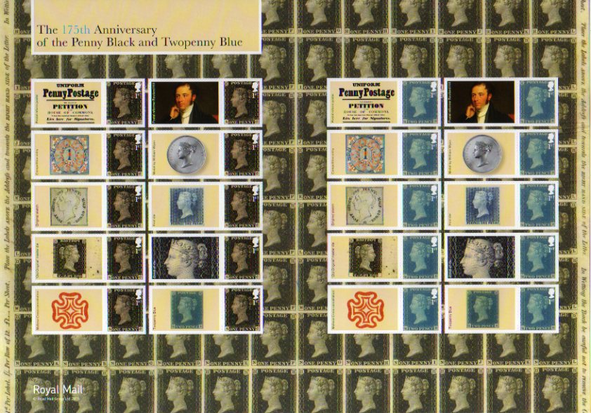 Penny Black 2d blue generic smiler sheet.