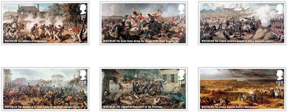 Set of 6 stamps markinng the Battle of Waterloo bicentenary.