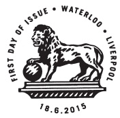 Official Waterloo first day postmark for Battle of Waterloo Stamps.