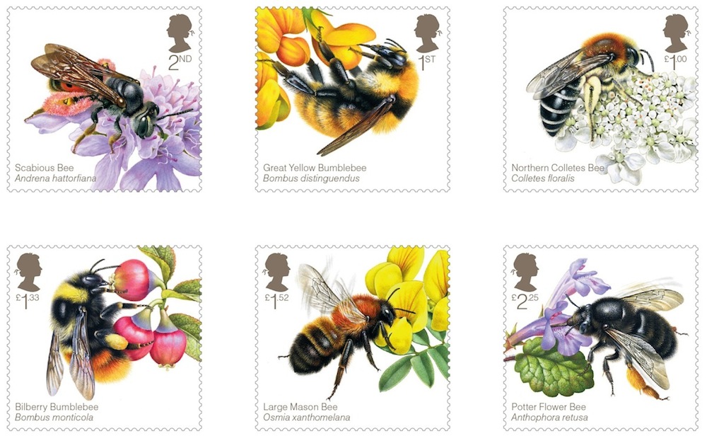 Set of 6 stamps showing Bees.