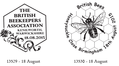 Pictorial postmarks for British Bees stamp issue.